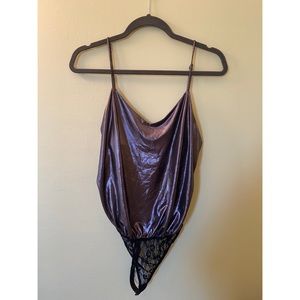 FREE PEOPLE purple/silver metallic Bodysuit
